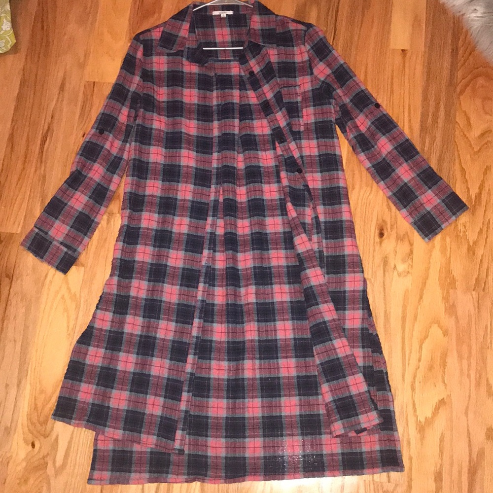 Long Flannel Cardigan